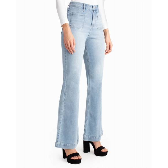 NEW NICOLE MILLER sutton place high rise flare jean in light blue - Picture 3 of 4